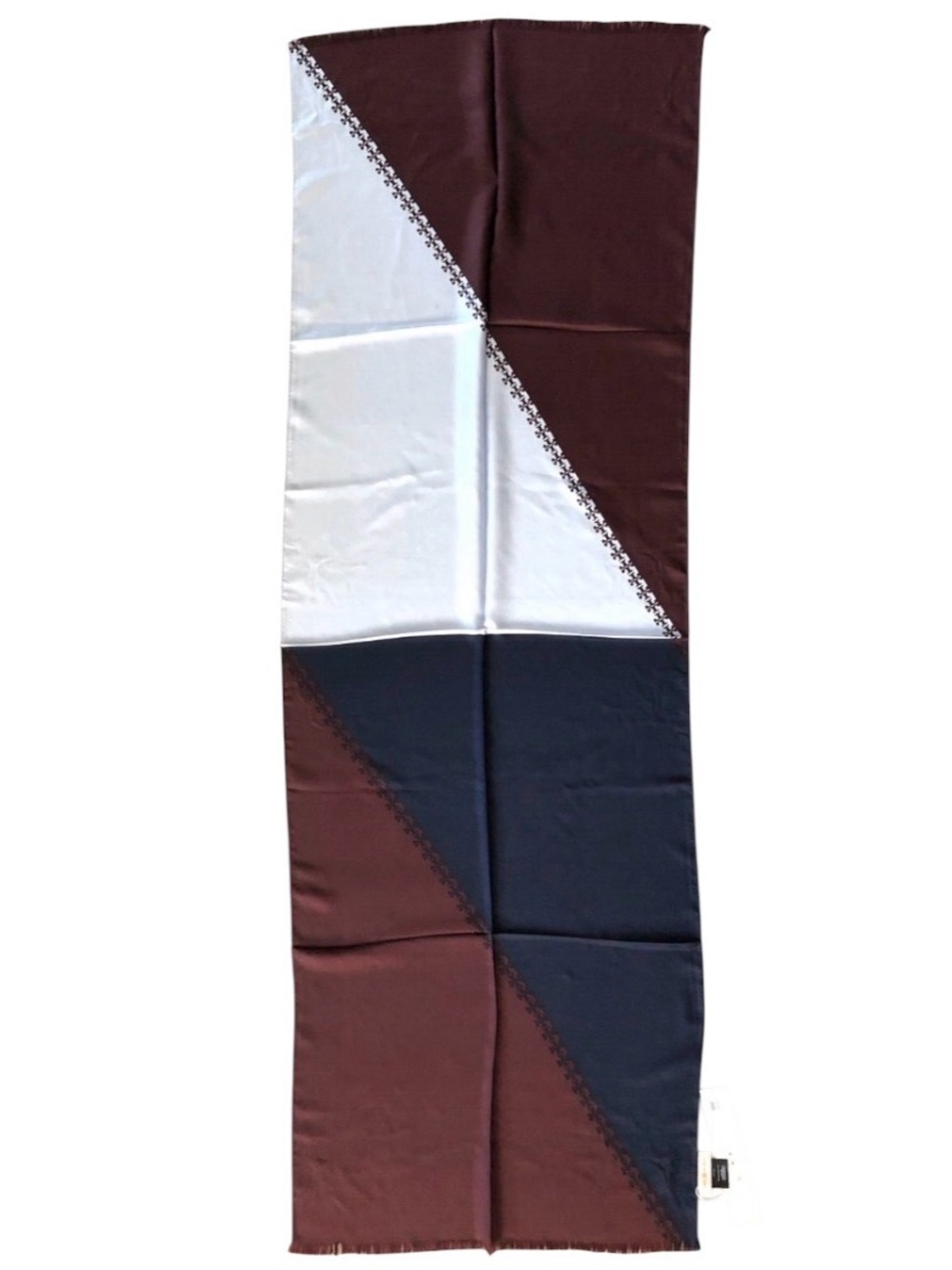 NWT TORY BURCH NAVY & BURGUNDY SILK WOMENS 60" X 20-3/4" SCARF WRAP